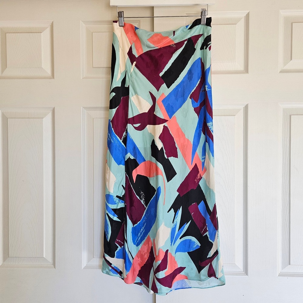 TANYA‎ TAYLOR Kiarah Silk Midi Skirt Size US 6 Bright Colorful - Picture 3 of 10